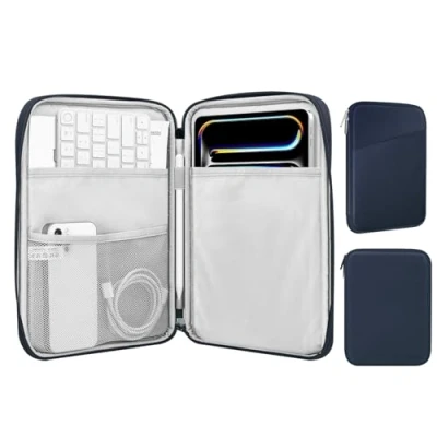 Afbeelding van MoKo Tablethoes van 9 11 inch, geschikt voor iPad Air 5 10,9&quot; 2022, Pro M2 2022 2018, 10th 10.9 4 10.9, Tab S8/A7, beschermende draagtas met zak, Indigo