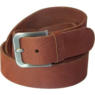 Afbeelding van Extra lange 100% Leren Riem, 4 cm. Breed, taillemaat 130 Cognac.