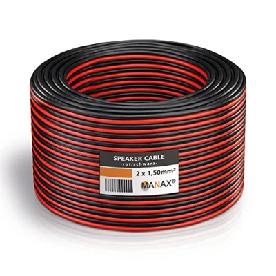 Afbeelding van MANAX® Luidsprekerkabel 2 x 1,5 mm² rood/zwart 20 m ring