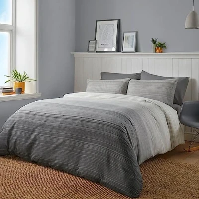 Afbeelding van Fusion Fairhaven Dekbedovertrek Set Tweepersoonsbed Grootte in Charcoal