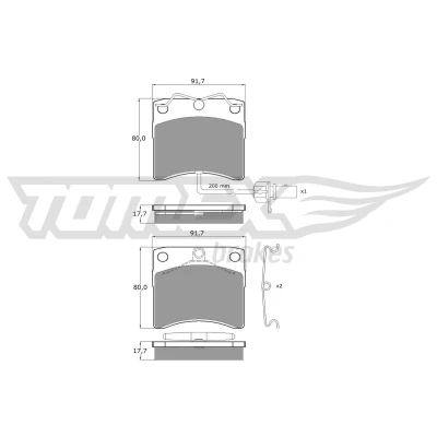 Afbeelding van TOMEX brakes TX 10 641 Remblokkenset Vooras Incl. slijtage waarschuwingscontact Met toebehoren VOLKSWAGEN: TRANSPORTER 4, 4 Bus