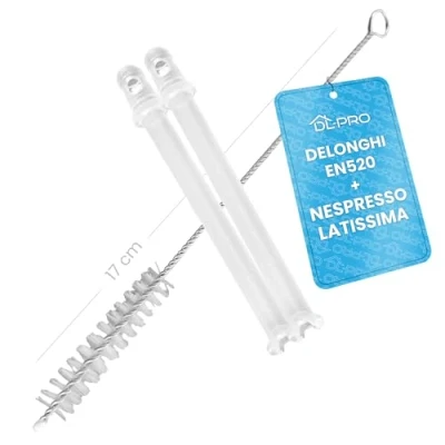 Afbeelding van DL pro 2x melkzuigbuis, melkbuis, 101 mm, transparant, voor DeLonghi 5313226701 EN520 Nespresso Lattissima koffiezetapparaat met borstel