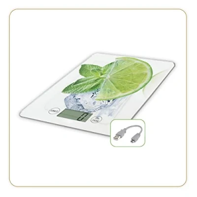Afbeelding van LITTLE BALANCE 8544 Slim Citron USB R, Batterijloze keukenweegschaal, Oplaadbare USB, Repareerbaar, 5 kg, Limoen