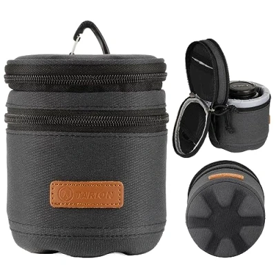Afbeelding van TARION Lenstas met harde bodem van de lens, schokbestendig, waterafstotend, voor Canon, Nikon, Pentax, Sony, Olympus lenzen, zwart, Small, Rugzak