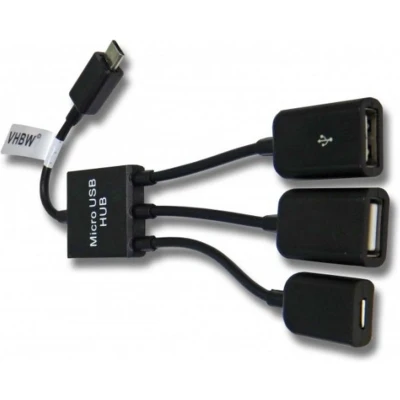 Afbeelding van USB Micro B hub met 2 A + 1 poorten busgevoed USB2.0 / zwart 0,15 meter