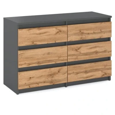 Afbeelding van MRBLS Ladekast met 6 Laden Commode MDF Spaanplaat Dressoir Kleerkast Garderobe Modern Meubilair Lades voor de Slaapkamer van Woonkamer Gang (Grijs Mat Wotan) 100 x 33,5 71,5 cm (B/D/H)