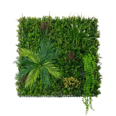 Afbeelding van Kunstmatig Planten Wand Paneel 100x100cm Alina Levend Blanderen Groen Kunsthaag Tegel Binnen/Buiten Weer/UV Bestendig Grashek Privacy Achtergrond Tuin Woondecoratie, Snap &amp; Lock Bevestigingsmaterialen