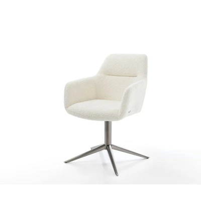 Afbeelding van DELIFE Draaistoel Pejo Flex bouclé wit kruispoot grafiet 360 draaibaar rocker functie pocketveer kern