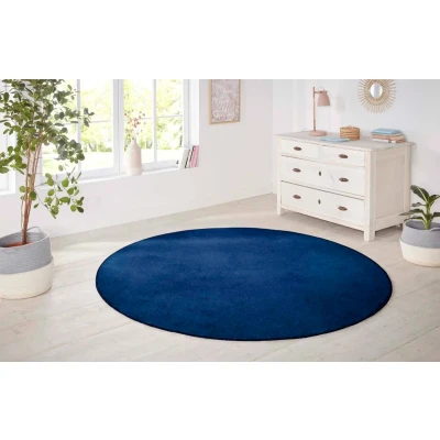 Afbeelding van Rond Effen Vloerkleed Nasty Donkerblauw 200 Cm