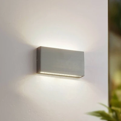 Afbeelding van Lindby LED buiten wandlamp Jarte, grijs, metaal, 17cm, IP54