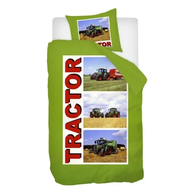 Afbeelding van Snoozing Tractor Flanel Dekbedovertrek Eenpersoons 140x200/220 cm + 1 kussensloop 60x70 Groen