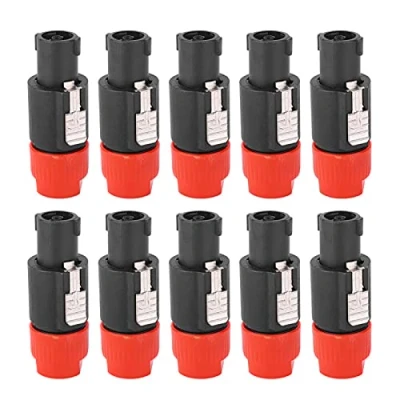 Afbeelding van Audioluidsprekerstekker, audioluidsprekerconnector Waterdichte 4 pins Speakon stekkerkabelconnector(rood)