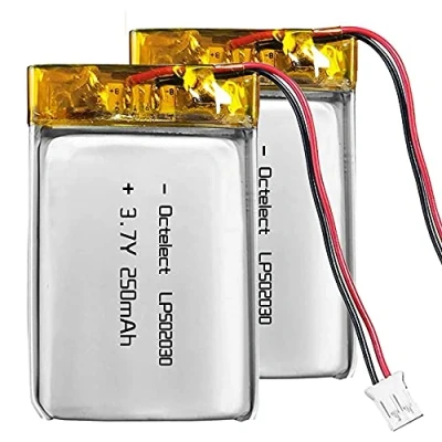 Afbeelding van 2 stuks 3,7 V Li ion 502030 batterij 250 mAh lipo accu oplaadbare lithium polymeer met JST aansluiting