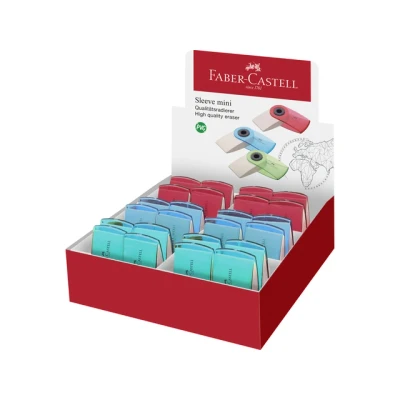 Afbeelding van Gum Faber castell mini Sleeve assorti kleuren display a 24 stuks