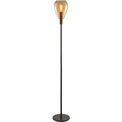 Afbeelding van Vloerlamp Dorato Zwart Goud Glas Amber 170cm
