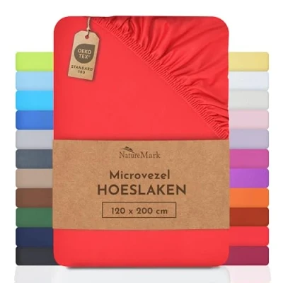 Afbeelding van NatureMark Microvezel SPANNBETTLAKEN voor een speciale prijs! vele maten en kleuren Merkartikelen (120x200 cm, rood)