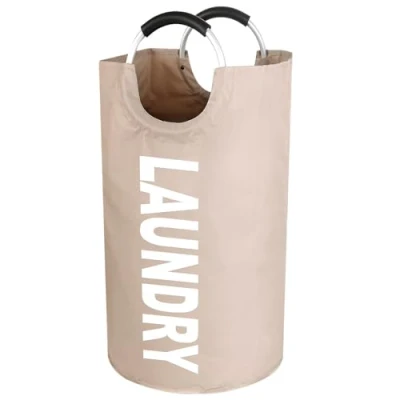 Afbeelding van Opvouwbare wasmand, inhoud 90 liter, wasverzamelaar met handvat, wasmand van Oxford stof, waterdichte waszak, laundry mand, draagbare wassorteerder, opbergcontainer, flessenverzamelaar, kaki