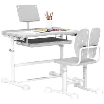 Afbeelding van AIYAPLAY Kinderbureau en stoelset PP 80x50x102cm Grijs