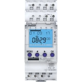 Afbeelding van Theben schakelklok din rail 1x wisselcontact 16a 2 mod 110 230v ac ip20 hxbxd 90x35x60mm 6110330