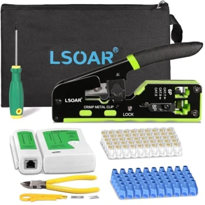 Afbeelding van Lsoar RJ45 Crimp Tool Kit Pass Through Crimper, Ethernet Krimpgereedschap