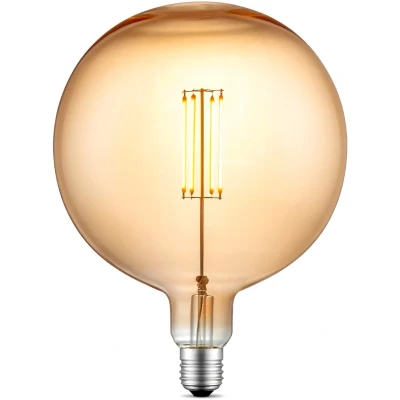 Afbeelding van Home Sweet Edison Vintage E27 LED filament lichtbron Carbon Amber 18/18/23cm G180 Global Retro lamp Dimbaar 4W 400lm 2700K warm wit licht geschikt voor fitting