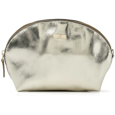 Afbeelding van make up tasje met spiegel van dR Amsterdam Klein etui Spiegeltasje leer Dames Compact voor en 3 creditcards Mint 110630 Light Gold