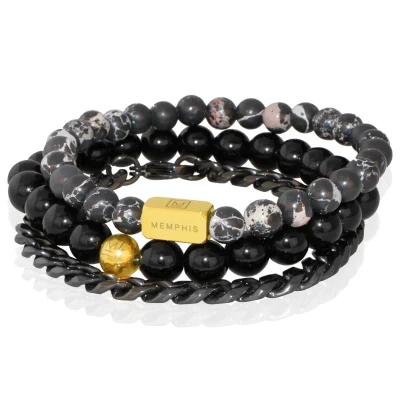 Afbeelding van Memphis TRIO Herenarmbanden set &quot;Billy The Kid&quot; 21cm