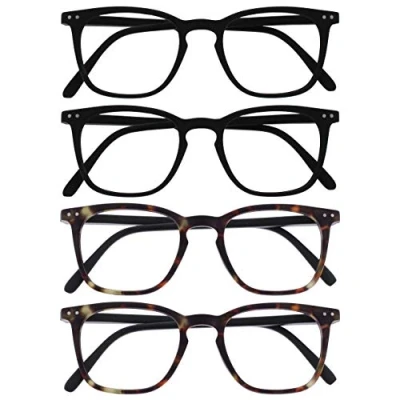 Afbeelding van Opulize Bex 4 Stuks Mannen Leesbril Groot Mat Zwart Bruine Schildpad RRRR64 1122 +1,50