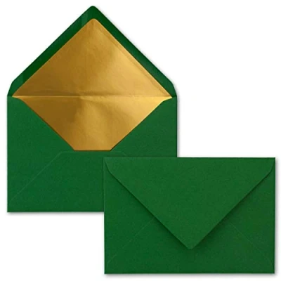 Afbeelding van Neuser PAPIER FarbenFroh door Gustav Enveloppen, 75 x 17,6 cm, donkergroen, met natte plakrand B6 gouden binnenvoering, 12,5