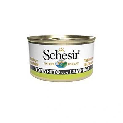 Afbeelding van Schesir, Natvoer voor volwassen katten met smaak, tonnetto lampuga, filets van zachte gelei, in totaal 2,04 kg (24 blikjes à 85 g)