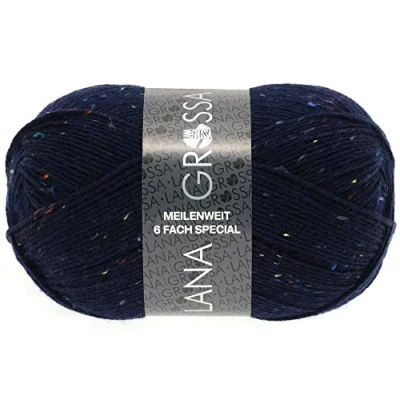 Afbeelding van Lana Grossa Meilenweit 150 gram 6 draads nr 8816 Nachtblauw Gemêleerd