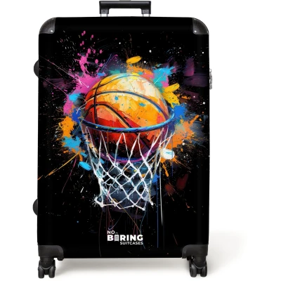 Afbeelding van NoBoringSuitcases.com® Koffer groot Reiskoffer lichtgewicht Basketbal met graffiti Rolkoffer 4 wielen Grote trolley XL 98 liter bagage