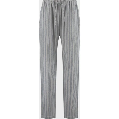 Afbeelding van Yumeko pyjamabroek heren velvet flanel lichtgrijs/blauw stripe l