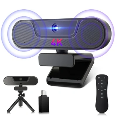 Afbeelding van VIZOLINK V20 4K Webcam met microfoon en luidspreker, Afstandsbediening, 3x digitale zoom, 112Wide Angel, Autofocus, Plug&amp;Play, Privacy Cover statief, PC voor videogesprekken conferenties