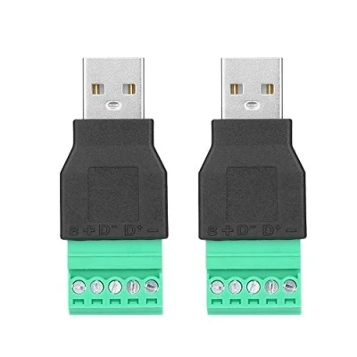 Afbeelding van 2 x USB stekker A, 5 polige schroefaansluiting, adapter aansluiting naar