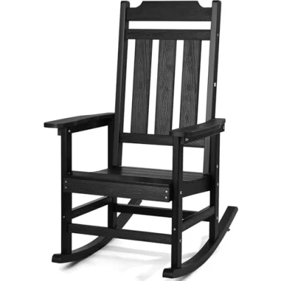 Afbeelding van VEVOR Schommelbank voor veranda, schommelstoel buiten, met hoge rugleuning en gladde armleuningen, belastbaar tot 181,4 kg, tuin, balkon, zwart, 545 x 500 90 mm