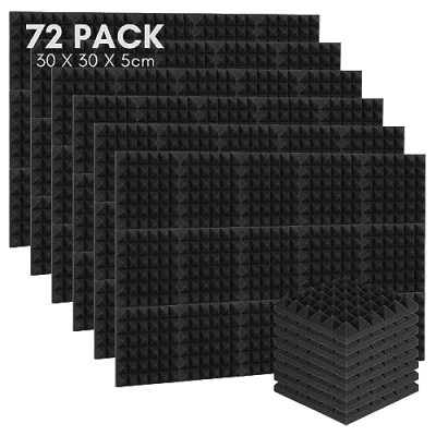 Afbeelding van Jopassy Akoestisch schuim, noppenschuim, 72 stuks, 5 x 30 cm, piramide, akoestische panelen, geluidsisolatie, voor opnamestudio&#039;s, geluidsstudio, werkkamer, dansstudio&#039;s, thuis