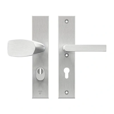 Afbeelding van AXA veiligheidsbeslag voordeur Edge Plus rechthoekig Wing knop/Blok kruk PC72 met kerntrekbeveiliging SKG3 aluminium