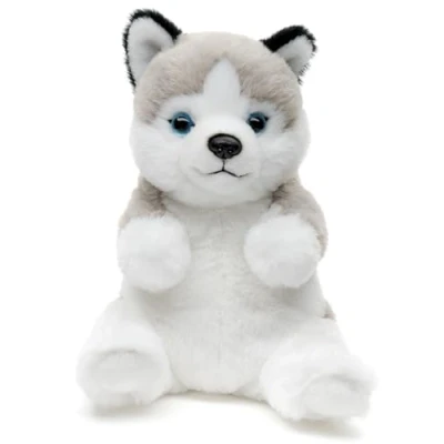 Afbeelding van Uni Toys Husky, zittend Kawaii stijl 17 cm (hoogte) pluche hond dier, knuffeldier