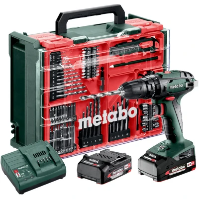 Afbeelding van Metabo SB 18 SET accu klopboormachine Volt 2 x 2.0 Ah + lader In kunststof koffer 78 delige mobiele werkplaats 602245710