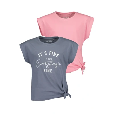 Afbeelding van Blue Seven Essential Tshirt print voor kinderen, Maat: 152, Jeansblau/ azalea uni