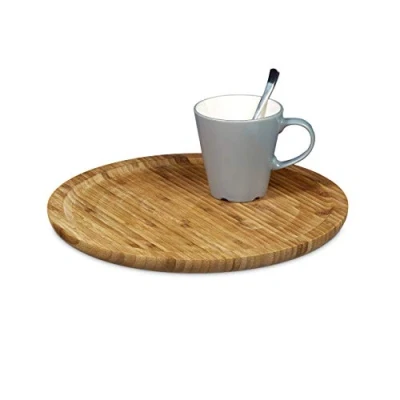 Afbeelding van Relaxdays Dienblad bamboe rond voor worst of kaas houten serveerplank Ø 33 cm