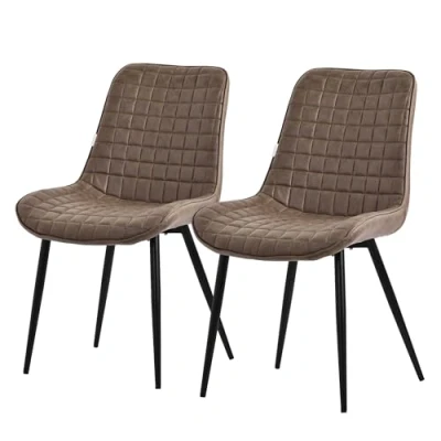 Afbeelding van Eetkamerstoel Set van 2 Antraciet kunstleer met metalen poten incl. montagemateriaal ML Design