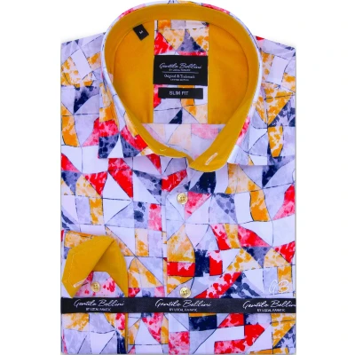 Afbeelding van Mannen Blouse Slim Fit Heren Overhemden met Kleurrijke Prints.