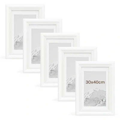 Afbeelding van WOLTU Fotolijstje Wit set van 5 in Houten en glas,Fotolijstjes Decoratief 30x40cm,9437