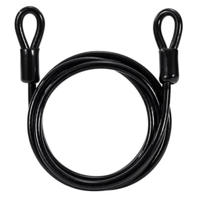 Afbeelding van GUNGY Fiets diefstalbeveiligingskabel van staal, 1,8 m lang, 6 mm dik, met pvc coating voor hangsloten, U vormige hangsloten of schijven, zwart