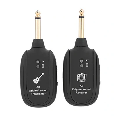 Afbeelding van Guitar Wireless System, draadloze audiotransmissieset met ontvangerzender voor elektrische gitaar basviool, uitgerust USB oplaadkabel