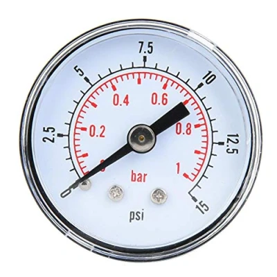 Afbeelding van Mechanische manometer, 1/8 inch BSPT axiale manometer voor lucht, olie en water (0 15 psi, 0 1 bar)