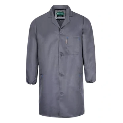 Afbeelding van Yukirtiq Mens Warehouse Werkjas Overall Fabriek Stofjas Garage Werk Jas Mechanische Werkkleding Verf Over Jas, Grijs, L