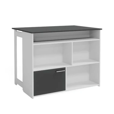 Afbeelding van Vicco Bartafel &quot;Dominic&quot;, Antraciet/Wit, 116 x 37 cm 4x open vakken en 1x deur